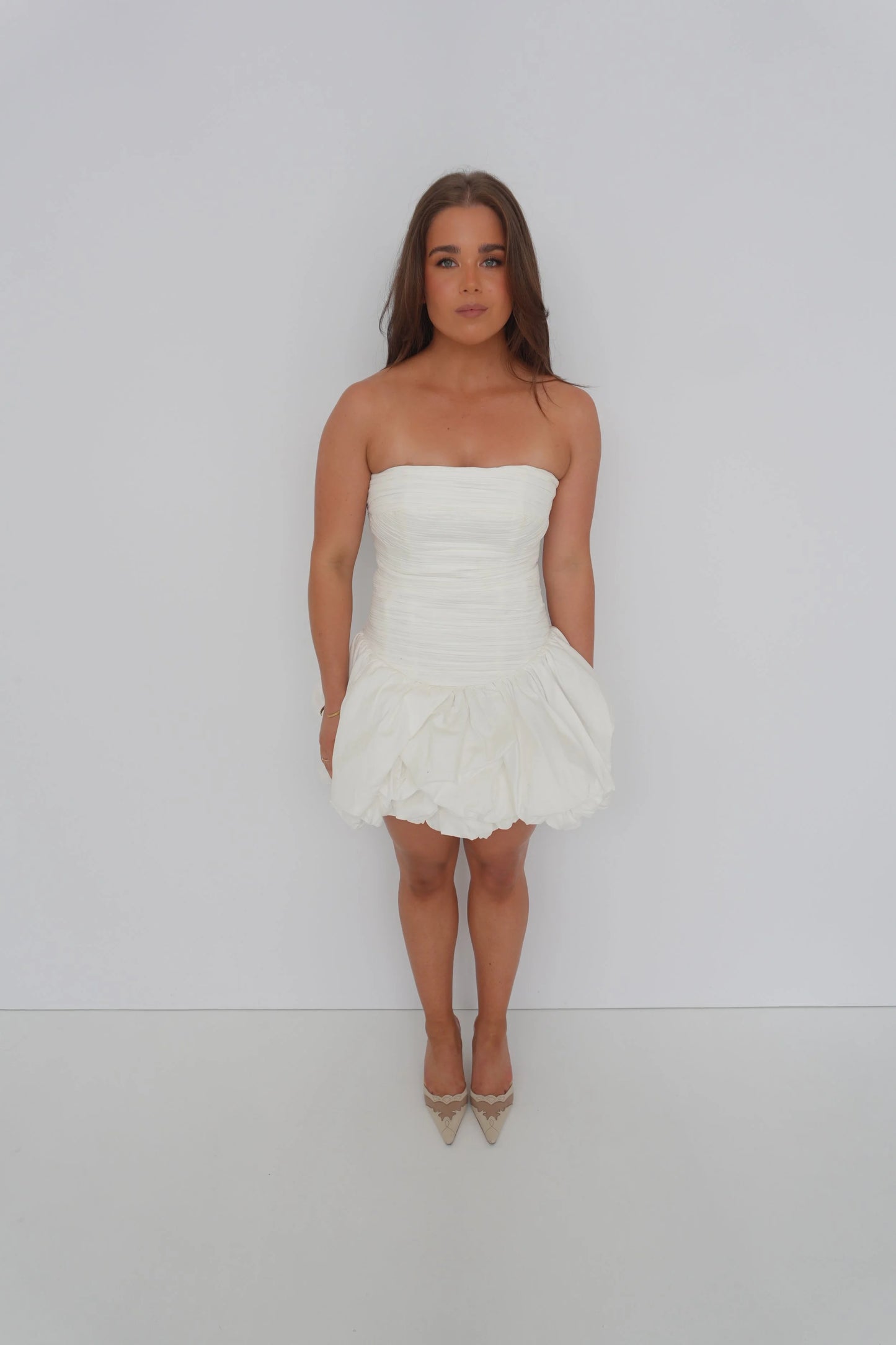 VIOLETTE BUBBLE HEM MINI DRESS